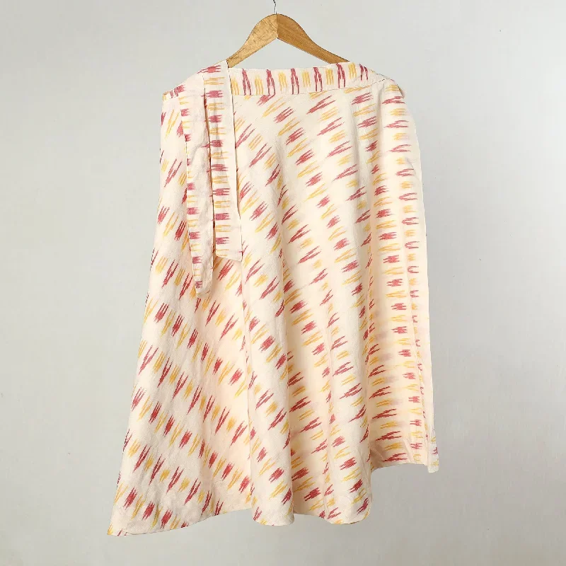 White - Pochampally Ikat Cotton Wrap Around Skirt 08