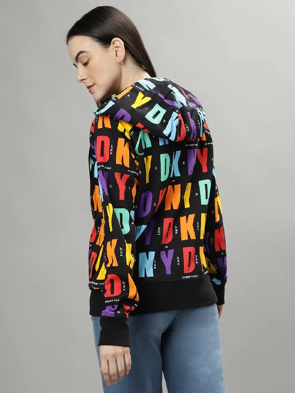 Dkny Women Multicolored Printed Hooded Long Sleeves Jacket