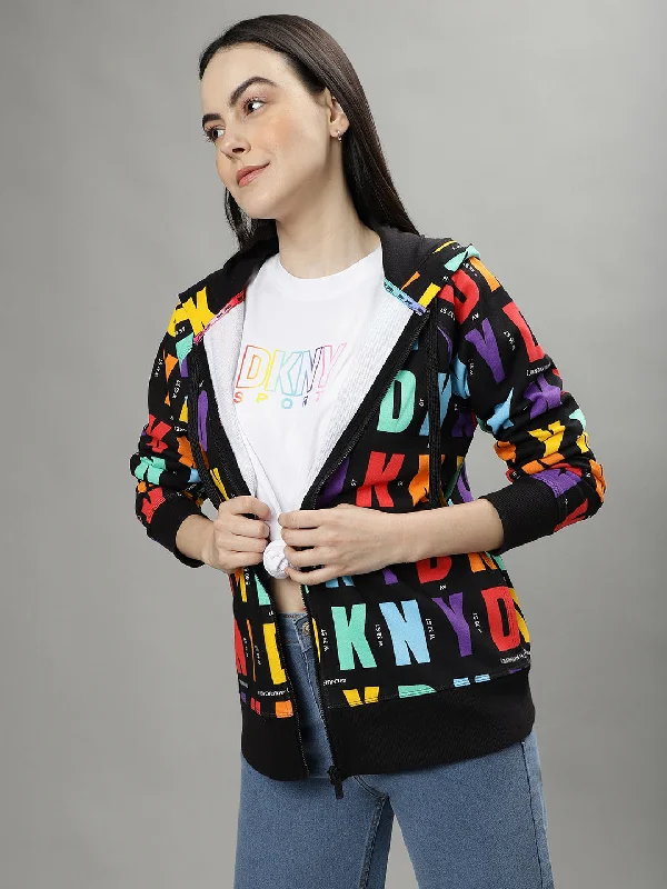 Dkny Women Multicolored Printed Hooded Long Sleeves Jacket