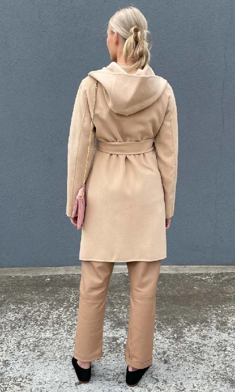 Marella Hooded Coat - Light Camel