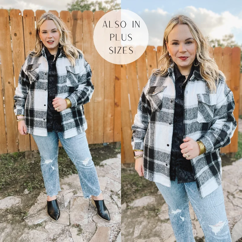 Cozy Memories Plaid Shacket with Front Pockets in Black