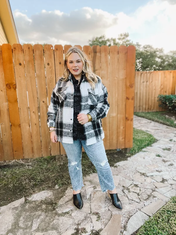 Cozy Memories Plaid Shacket with Front Pockets in Black