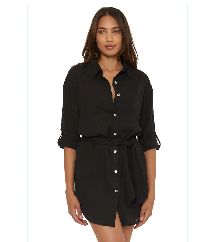 Becca Swim Women's Gauzy Shirt Dress Cover Up Black