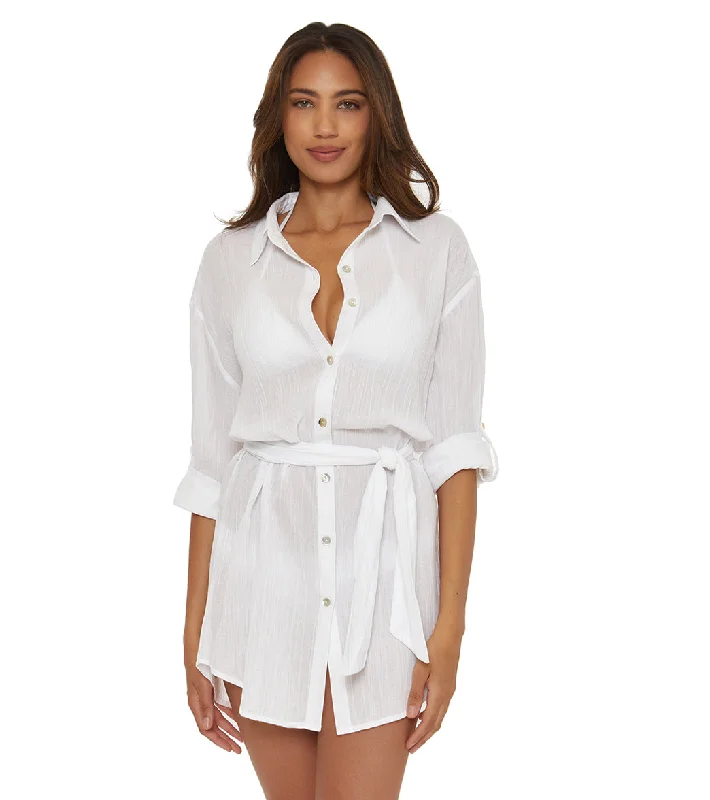 Becca Swim Women's Gauzy Shirt Dress Cover Up White