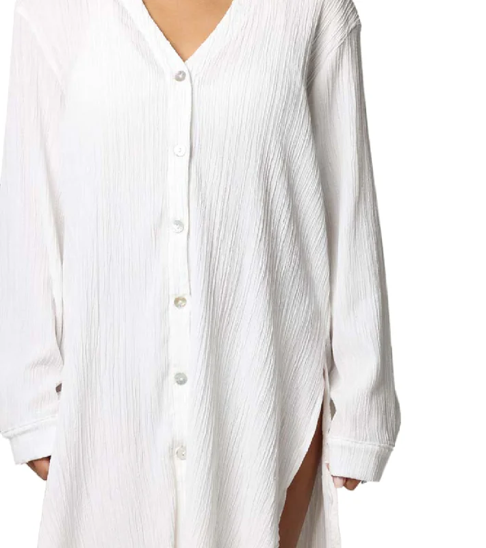 J.Valdi Women's Oaxaca Big Shirt Cover Up White