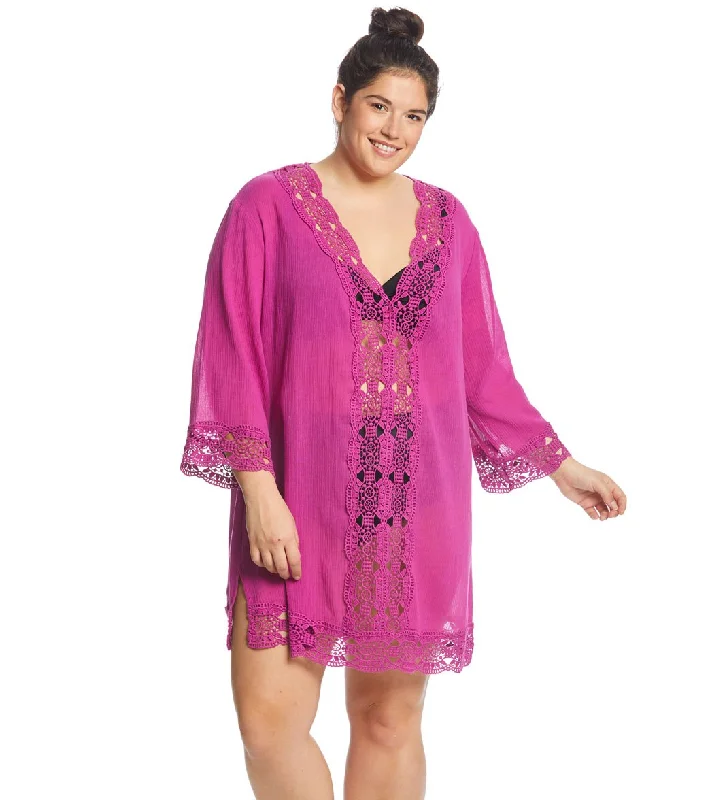 La Blanca Plus Size Island Goddess Tunic Magenta