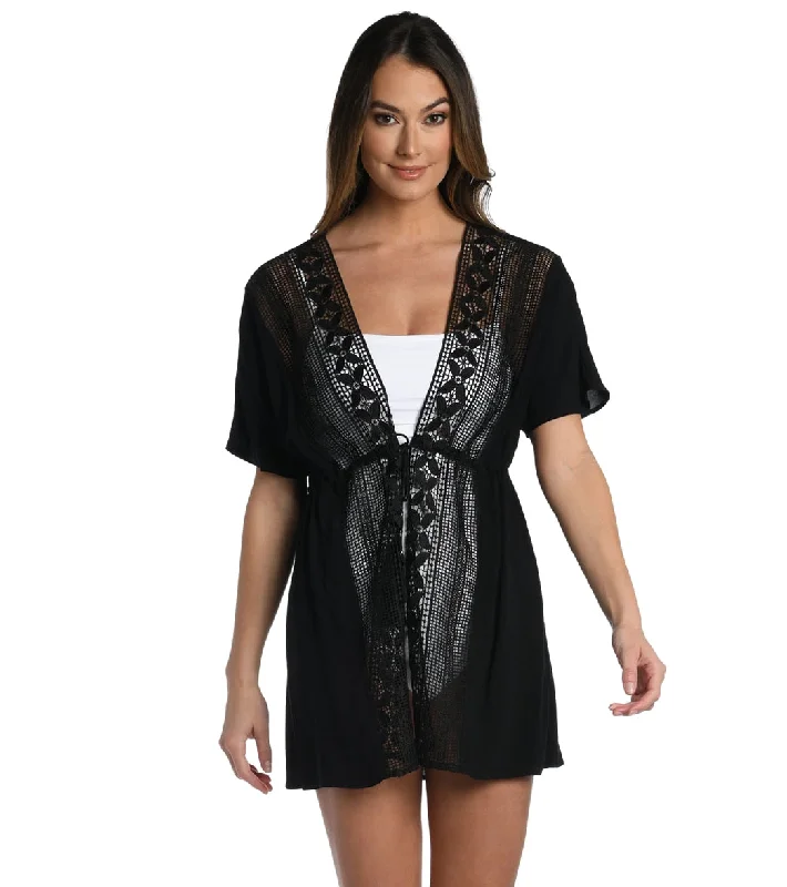 La Blanca Women's Coastal Covers Kimono Black