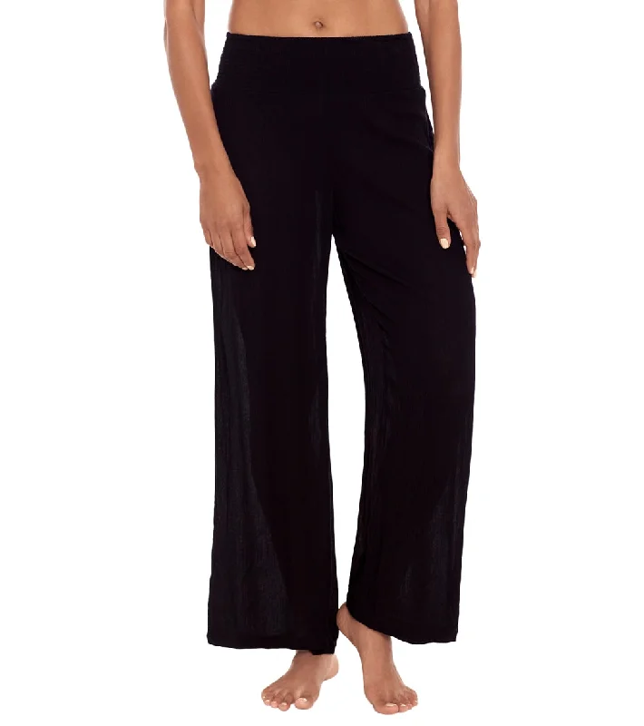 Lauren Ralph Lauren Women's Crinkle Rayon Cover Up Pant Black