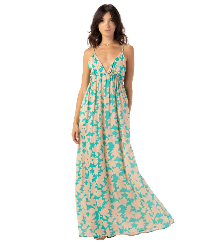 Tiare Hawaii Women's Gracie Maxi Dress Naturals Floral Teal