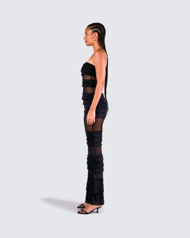 Adelaide Black Tiered Maxi Dress