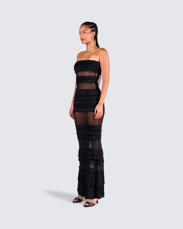 Adelaide Black Tiered Maxi Dress