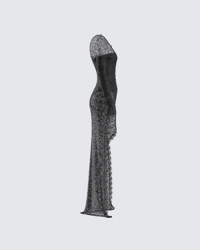 Alessia Black Lace Maxi Dress