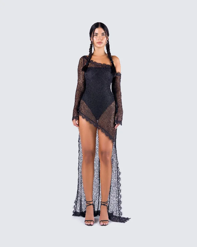 Alessia Black Lace Maxi Dress