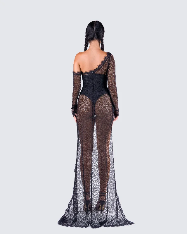 Alessia Black Lace Maxi Dress