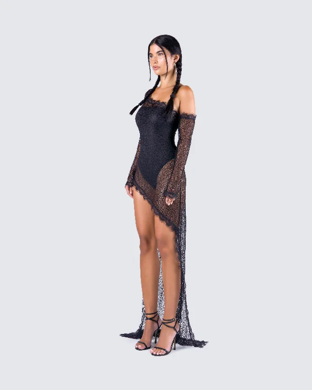 Alessia Black Lace Maxi Dress