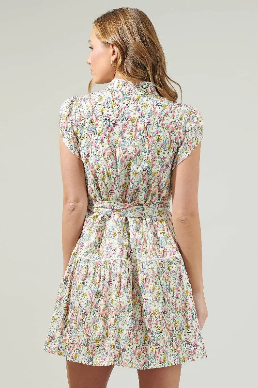 Arvine Floral Pleated Mini Dress