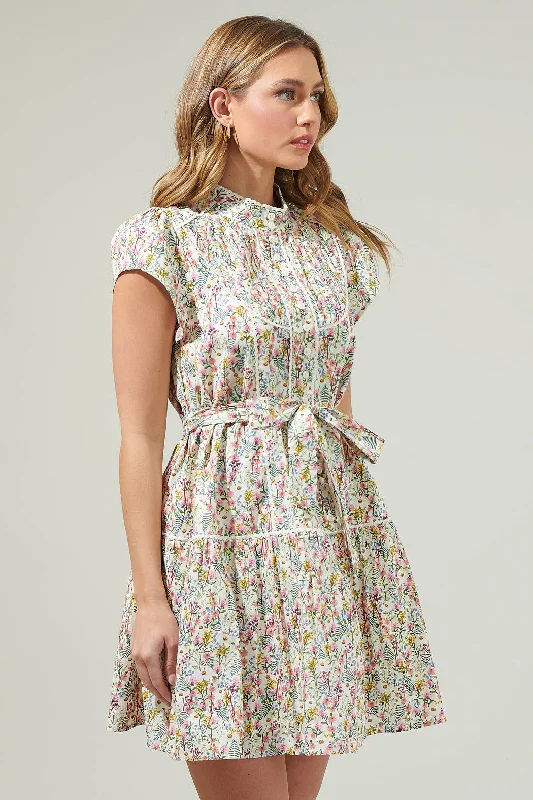 Arvine Floral Pleated Mini Dress