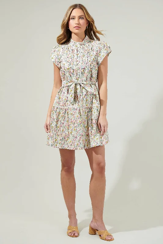 Arvine Floral Pleated Mini Dress