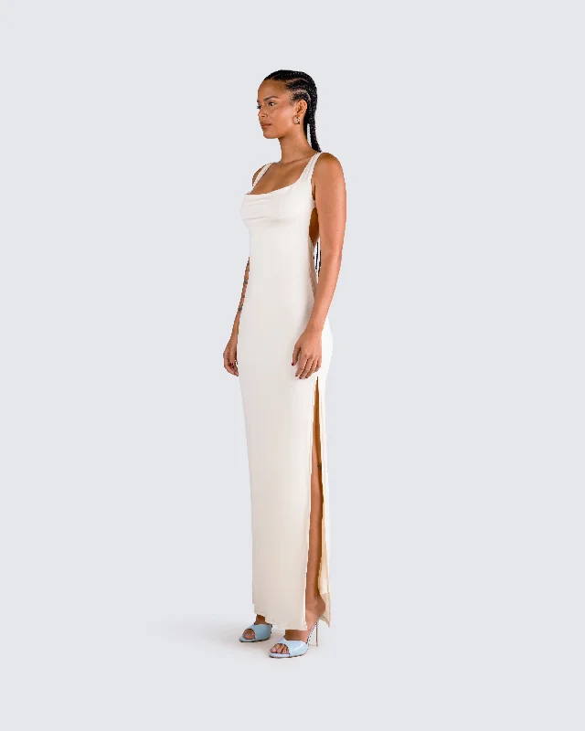 Asha Ivory Backless Maxi Dress