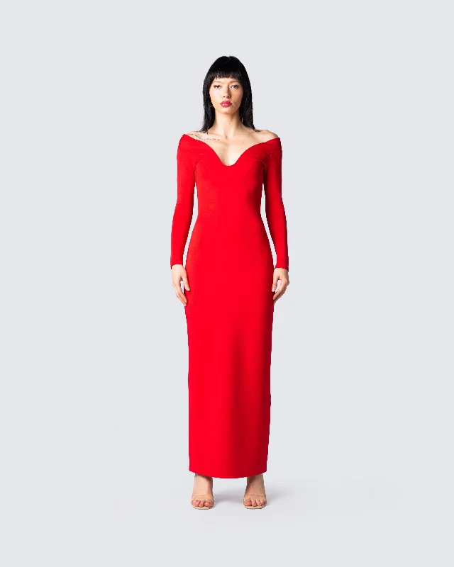 Brooke Red Maxi Dress