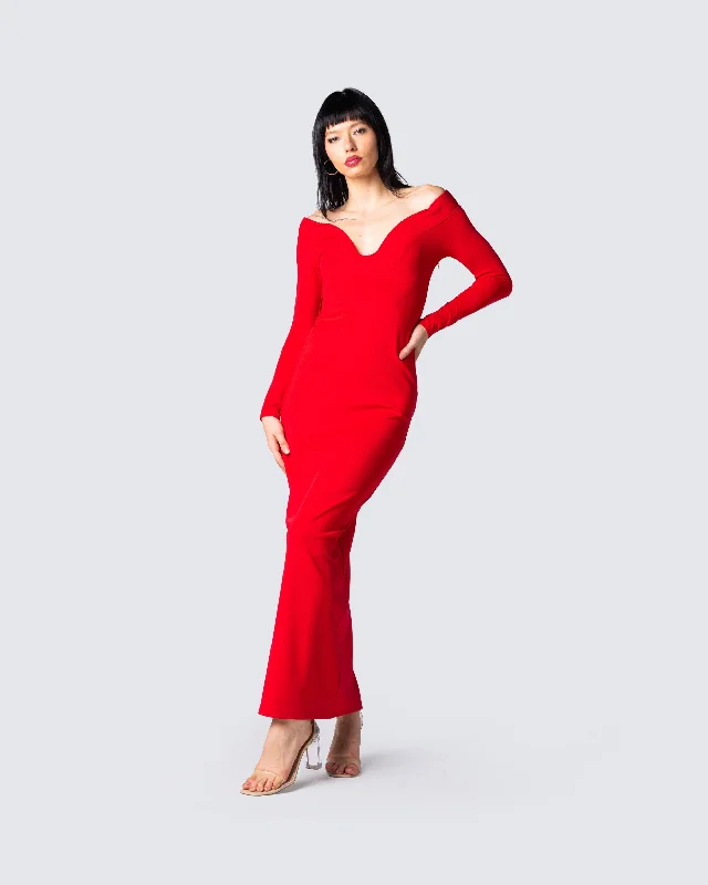 Brooke Red Maxi Dress