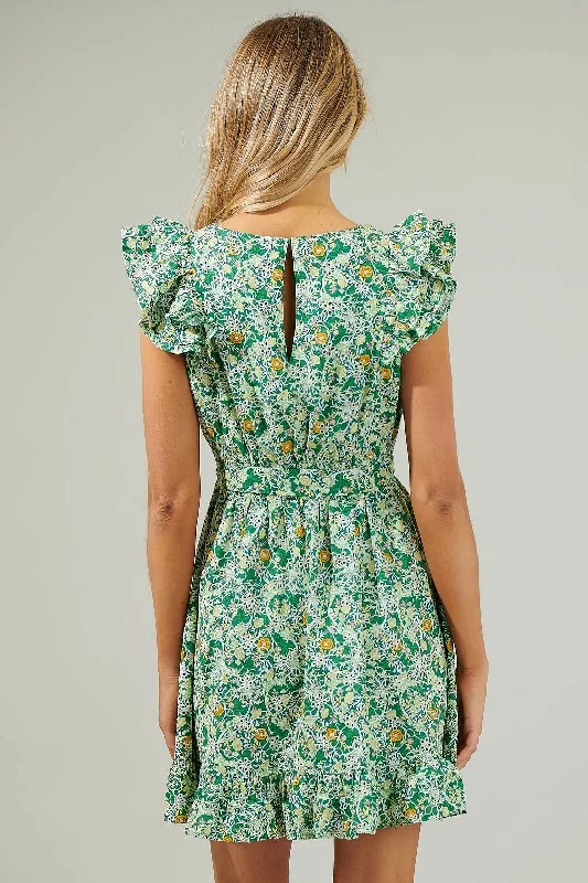 Cassia Floral Aurellia Ruffle Eyelet Mini Dress