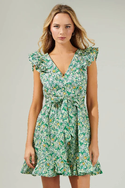 Cassia Floral Aurellia Ruffle Eyelet Mini Dress