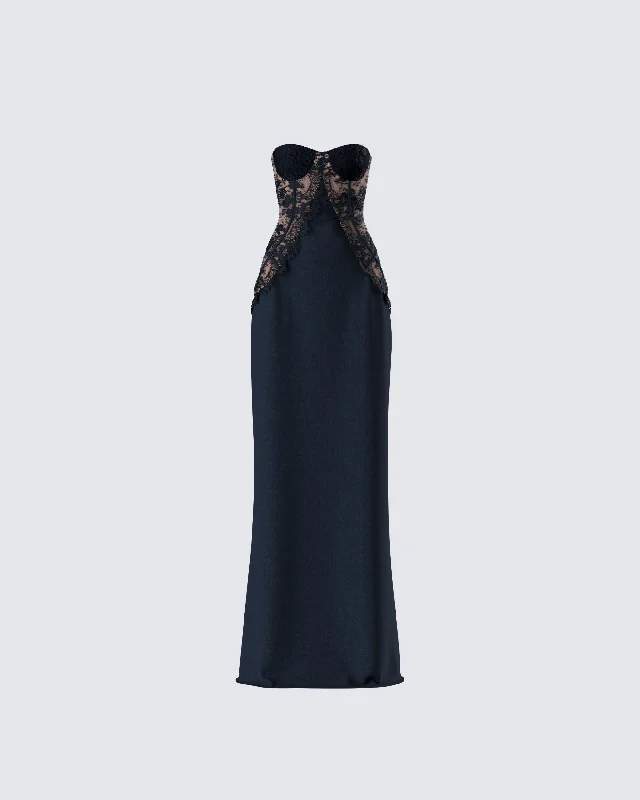 Debra Black Lace Panel Maxi Dress