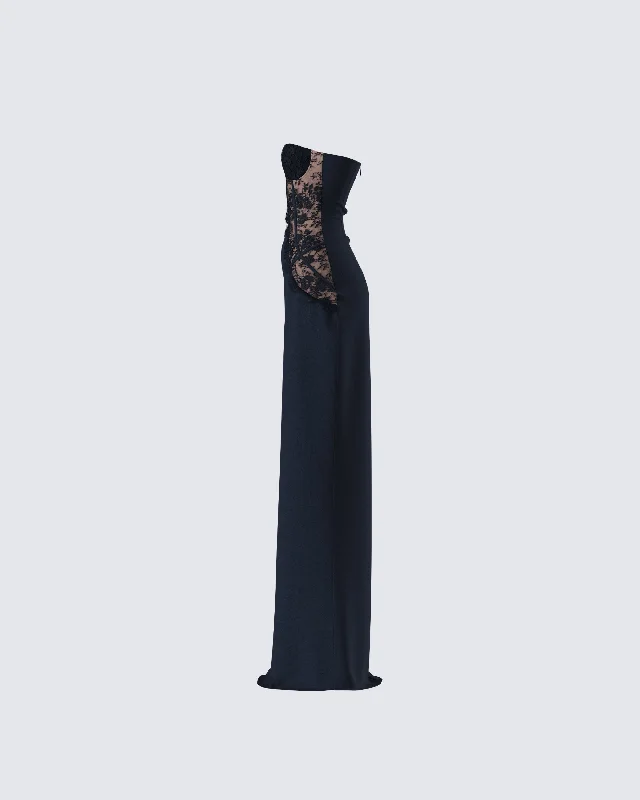 Debra Black Lace Panel Maxi Dress