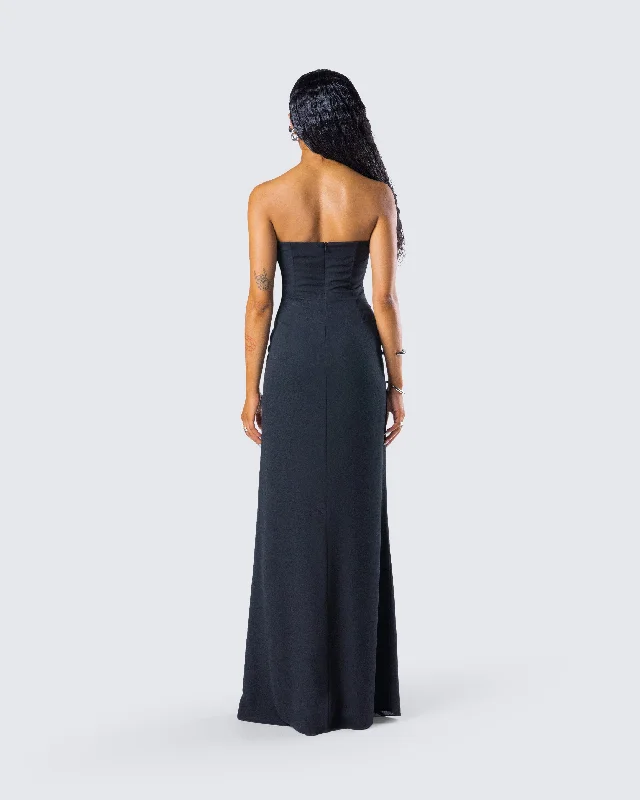 Debra Black Lace Panel Maxi Dress