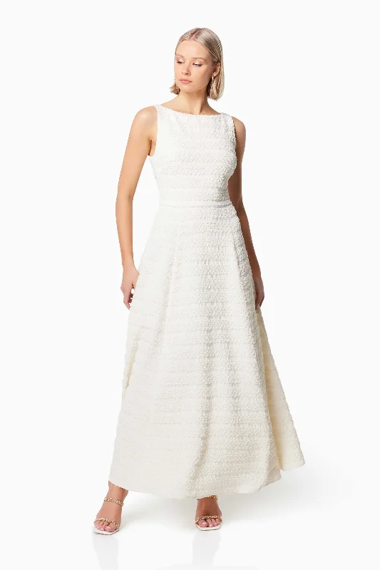 Decadence Textured Maxi Dress In White