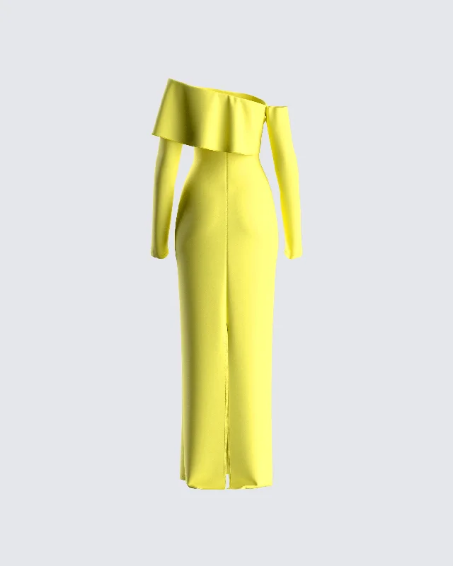 Emme Yellow Ponte Maxi Dress