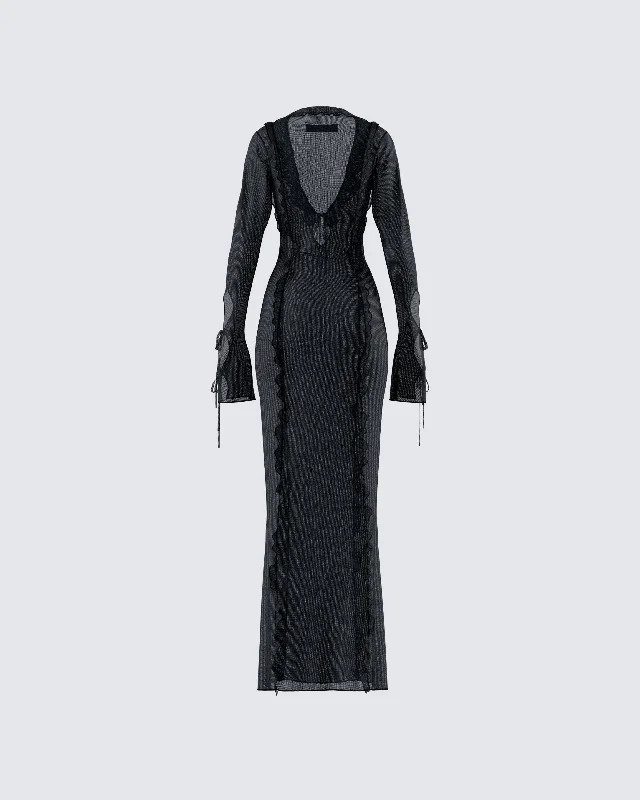 Florence Black Mesh Maxi Dress