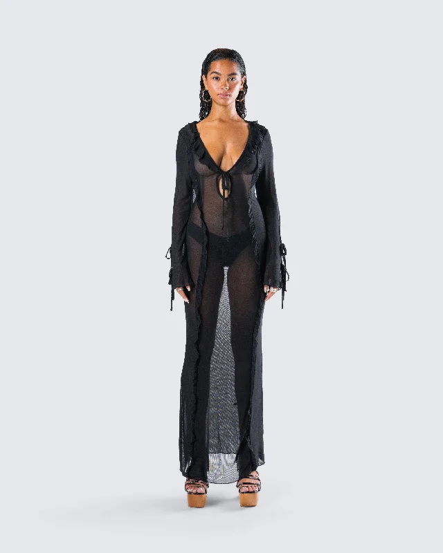 Florence Black Mesh Maxi Dress