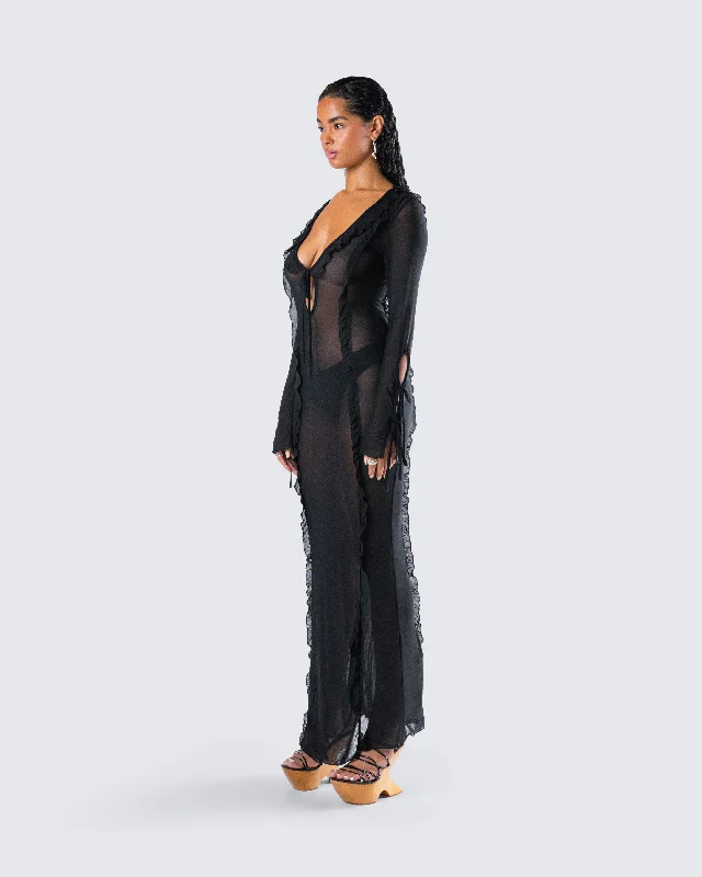 Florence Black Mesh Maxi Dress