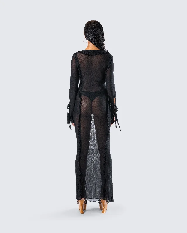 Florence Black Mesh Maxi Dress