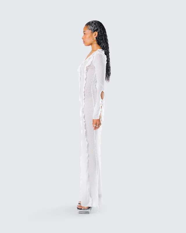 Florence White Mesh Maxi Dress