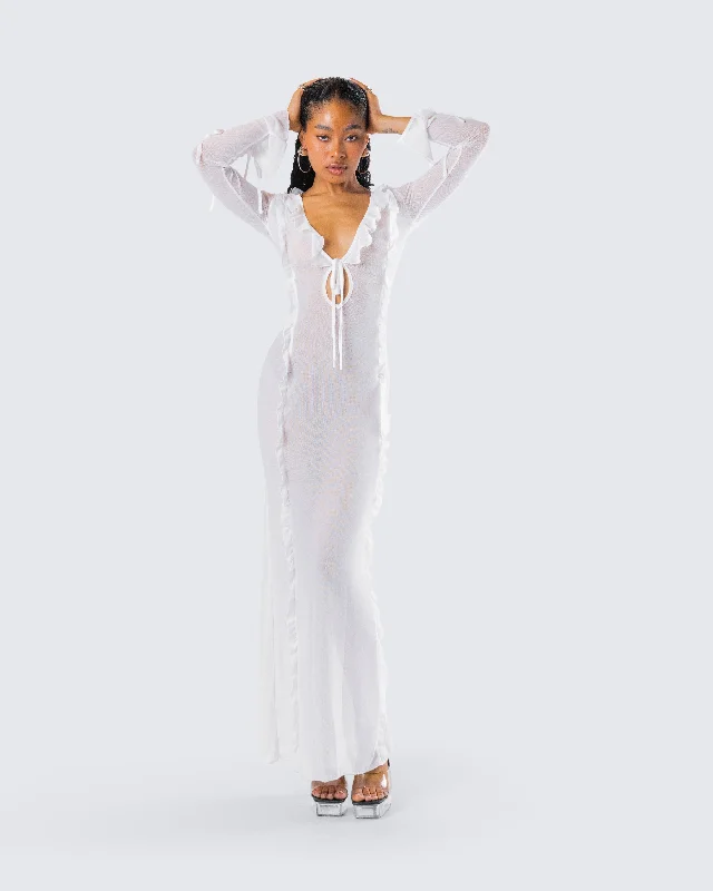 Florence White Mesh Maxi Dress