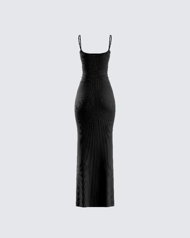 Georgie Black Rib Maxi Dress