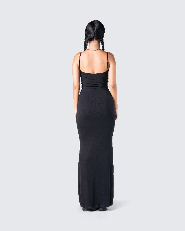 Georgie Black Rib Maxi Dress