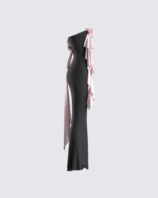 Ishita Black Draped Maxi Dress