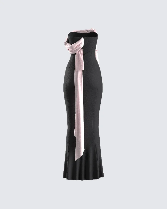 Ishita Black Draped Maxi Dress