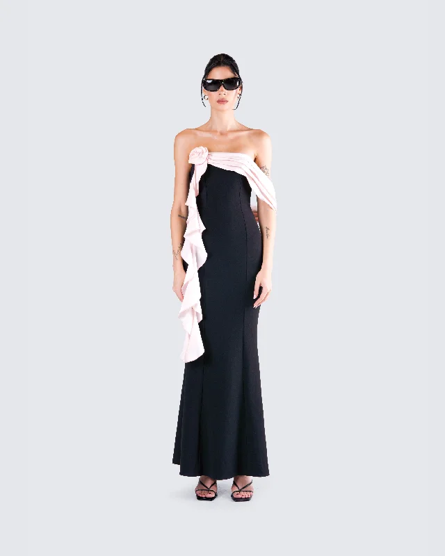 Ishita Black Draped Maxi Dress