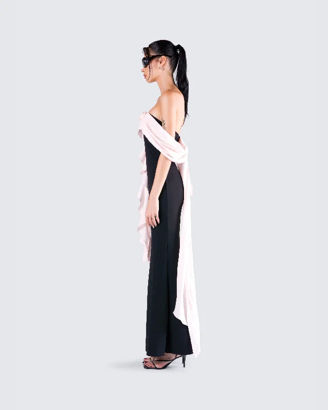 Ishita Black Draped Maxi Dress