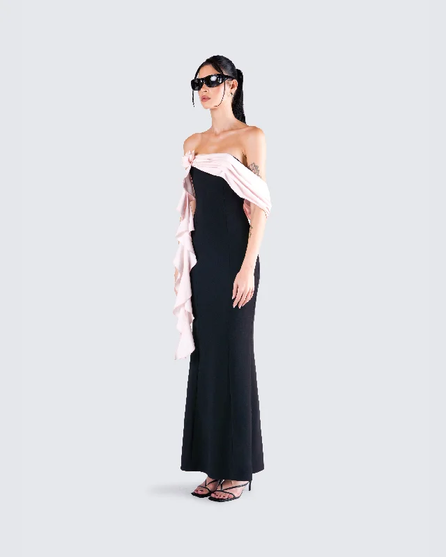 Ishita Black Draped Maxi Dress