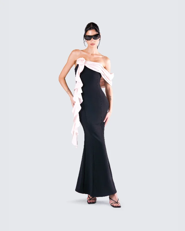 Ishita Black Draped Maxi Dress