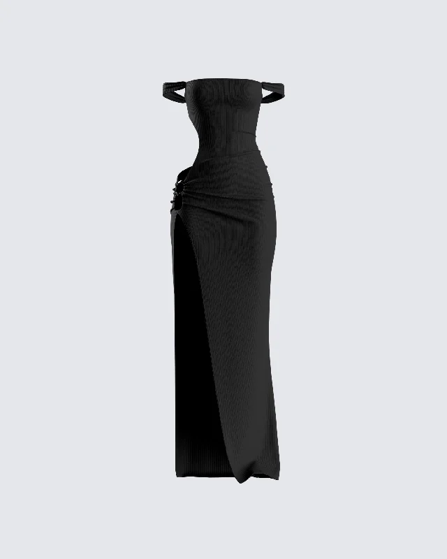 Janine Black Cut Out Maxi Dress