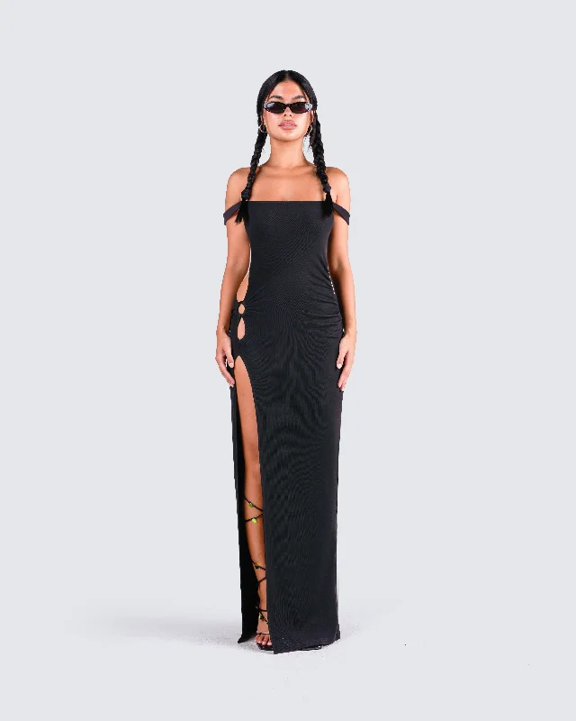 Janine Black Cut Out Maxi Dress