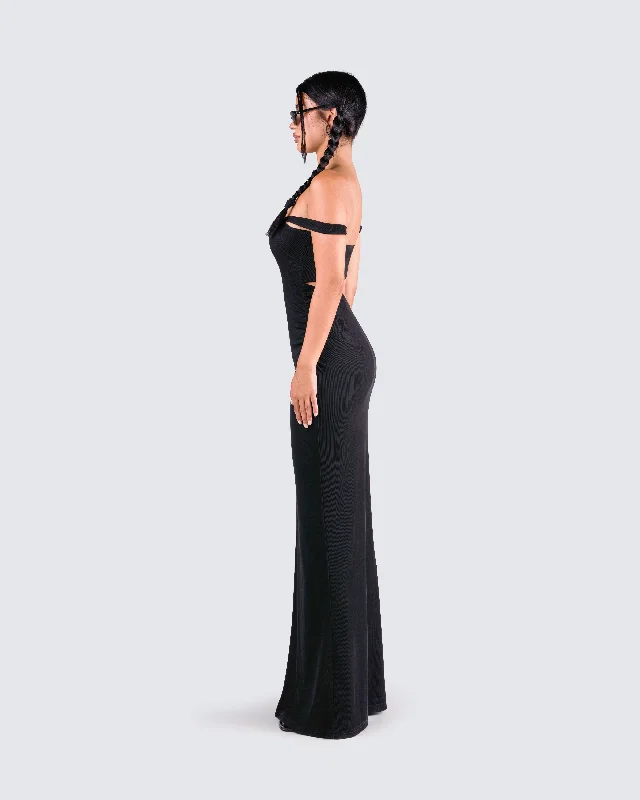 Janine Black Cut Out Maxi Dress