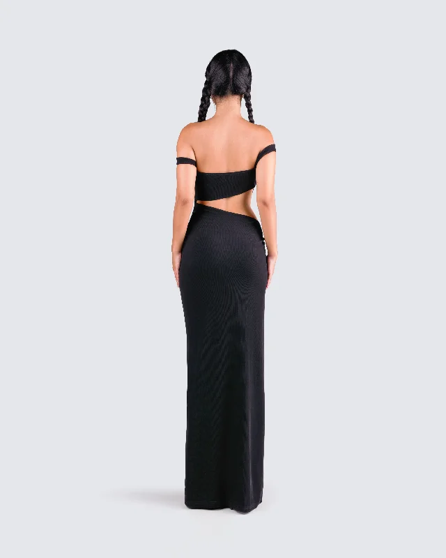 Janine Black Cut Out Maxi Dress